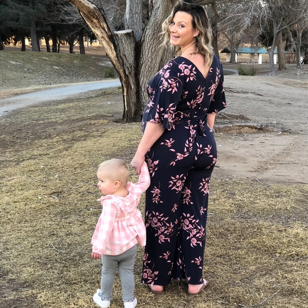Maternity floral jumpsuit/dress